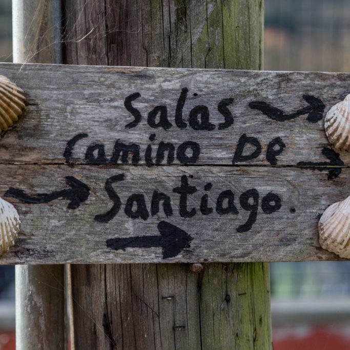Arrow to Salas on The Camino Primitivo, Spain a World Heritage Site Arrow to Salas on The Camino Primitivo, Spain a World Heritage Site